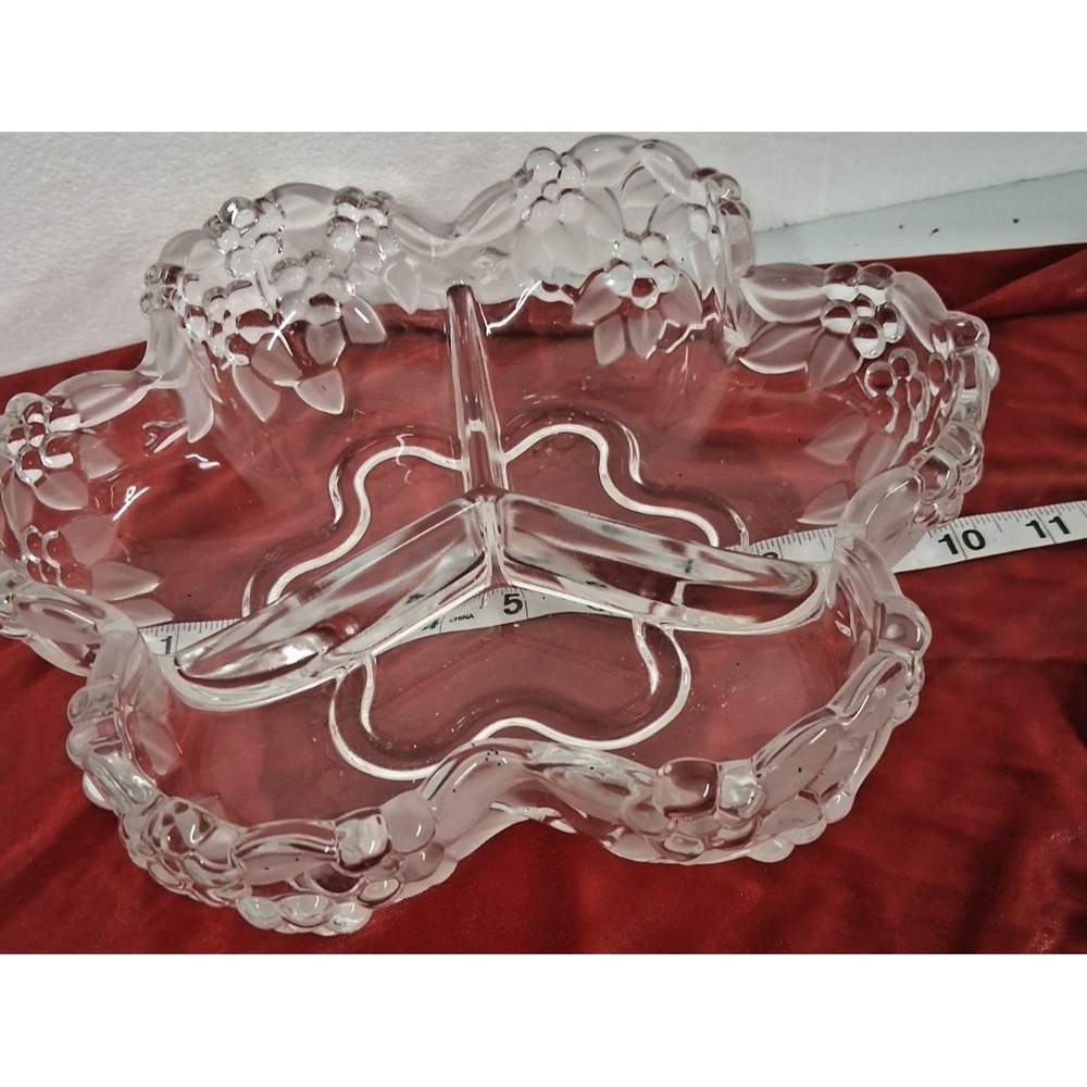 Vintage Mikasa Carmen Pattern Heavy Crystal Divided Serving Bowl